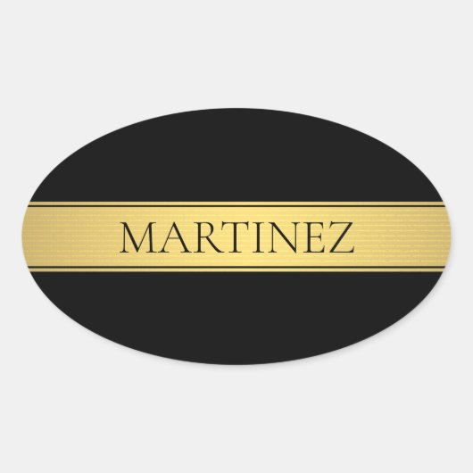 Classy Faux Gold Stripe & Black Background of DIY Ovale Sticker (Voorkant)
