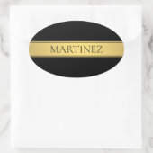 Classy Faux Gold Stripe & Black Background of DIY Ovale Sticker (Tas)