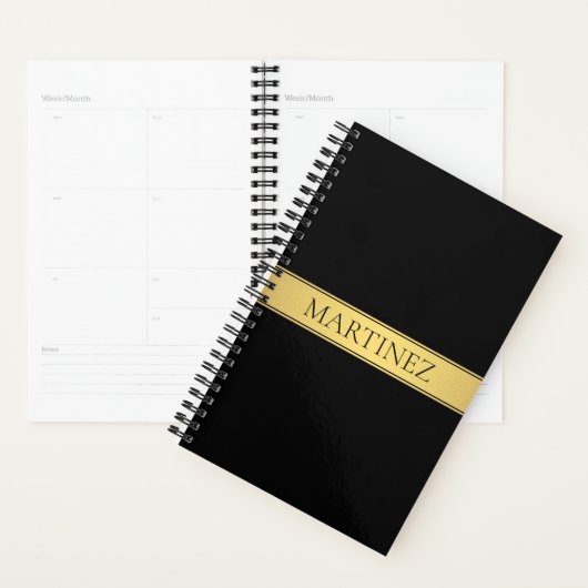 Classy Faux Gold Stripe & Black Background of DIY Planner (Display)