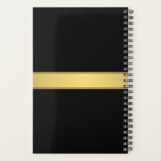Classy Faux Gold Stripe & Black Background of DIY Planner (Achterkant)