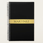 Classy Faux Gold Stripe & Black Background of DIY Planner (Voorkant)