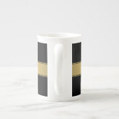 Classy Faux Gold Stripe & Black Background of DIY Porselein Kop (Achterkant)