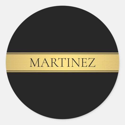 Classy Faux Gold Stripe & Black Background of DIY Ronde Sticker (Voorkant)