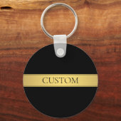Classy Faux Gold Stripe & Black Background of DIY Sleutelhanger (Achterkant)