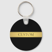 Classy Faux Gold Stripe & Black Background of DIY Sleutelhanger (Achterkant)