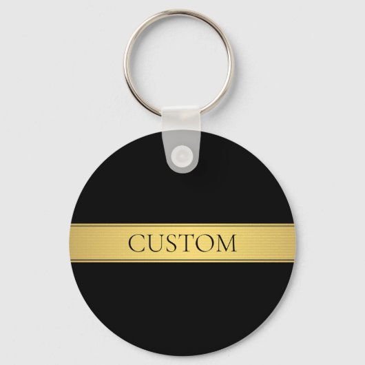 Classy Faux Gold Stripe & Black Background of DIY Sleutelhanger (Achterkant)