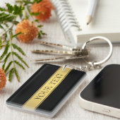 Classy Faux Gold Stripe & Black Background of DIY Sleutelhanger (Voorkant Rechts)