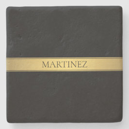 Classy Faux Gold Stripe & Black Background of DIY Stenen Onderzetter