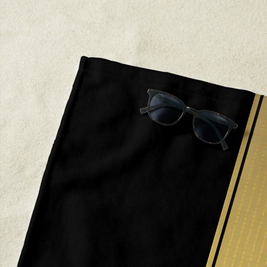 Classy Faux Gold Stripe & Black Background of DIY Strandlaken (In situ)