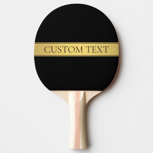 Classy Faux Gold Stripe & Black Background of DIY Tafeltennisbatje (Voorkant)