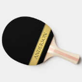 Classy Faux Gold Stripe & Black Background of DIY Tafeltennisbatje (Zijkant)