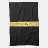 Classy Faux Gold Stripe & Black Background of DIY Theedoek (Verticaal)