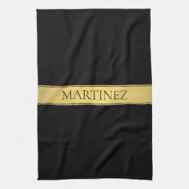 Classy Faux Gold Stripe & Black Background of DIY Theedoek