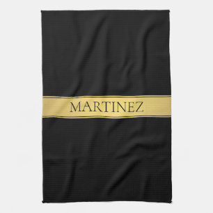 Classy Faux Gold Stripe & Black Background of DIY Theedoek