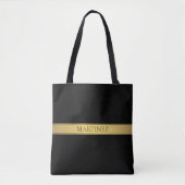 Classy Faux Gold Stripe & Black Background of DIY Tote Bag (Voorkant)