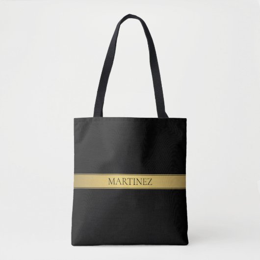 Classy Faux Gold Stripe & Black Background of DIY Tote Bag (Voorkant)