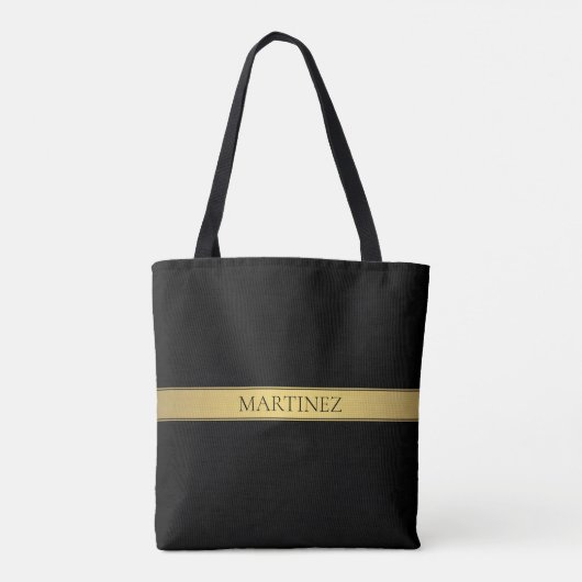 Classy Faux Gold Stripe & Black Background of DIY Tote Bag (Achterkant)