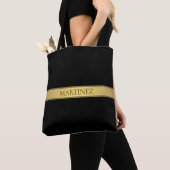 Classy Faux Gold Stripe & Black Background of DIY Tote Bag (Dichtbij)