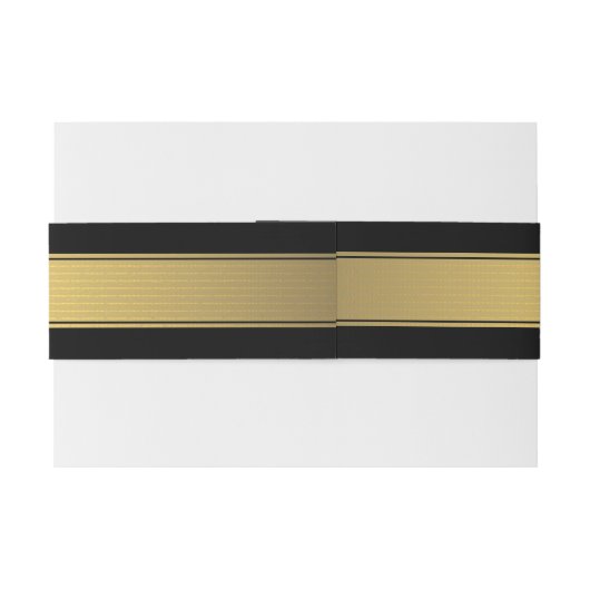 Classy Faux Gold Stripe & Black Background of DIY Uitnodigingen Wikkel (Achterkant Voorbeeld)