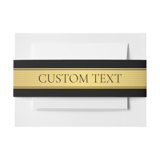 Classy Faux Gold Stripe & Black Background of DIY Uitnodigingen Wikkel (Voorkant Voorbeeld)