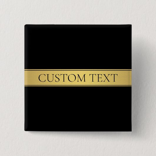 Classy Faux Gold Stripe & Black Background of DIY Vierkante Button 5,1 Cm (Voorkant)