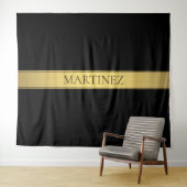 Classy Faux Gold Stripe & Black Background of DIY Wandkleed (In Situ (horizontaal))