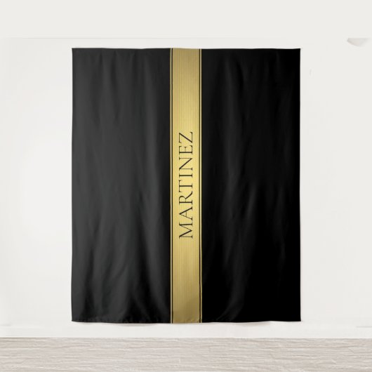 Classy Faux Gold Stripe & Black Background of DIY Wandkleed (Voorkant)