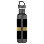 Classy Faux Gold Stripe & Black Background of DIY Waterfles (Achterkant)