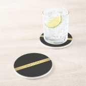 Classy Faux Gold Stripe & Black Background of DIY Zandsteen Onderzetter (Zijkant)
