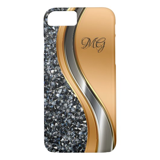 Classy Faux Jewel Monogram Design Case-Mate iPhone Case (Achterkant)