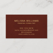 Classy Faux Red Leather & Gold Monogram Naam Visitekaartje (Achterkant)