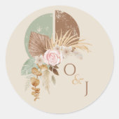 Classy Feather Boho Beige Wedding Envelope Seal Ronde Sticker (Voorkant)
