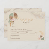 Classy Feather Boho Beige Wedding RSVP Kaart (Voorkant / Achterkant)