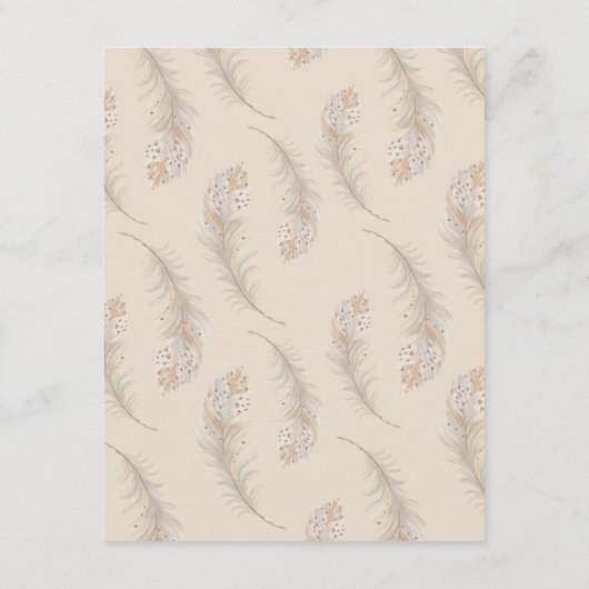 Classy Feather Boho Beige Wedding RSVP Kaart (Achterkant)