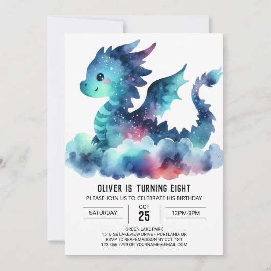 Classy Fiery Dragon verjaardagsfeest Kaart (Voorkant)