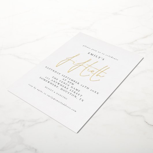 Classy Fiftieth Birthday Party Script Real Folie Uitnodiging (Gedraaid)