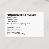 Classy Fitness Coach And Trainer Upscale  Visitekaartje (Achterkant)