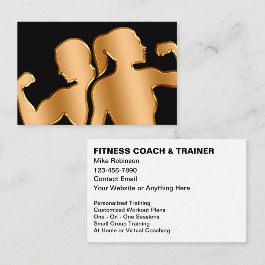 Classy Fitness Coach And Trainer Upscale  Visitekaartje (Voorkant / Achterkant)