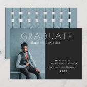 Classy Flat Photo Afstuderen Masculine Announcemen Aankondiging (Voorkant / Achterkant)