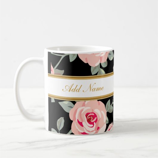 Classy Flora Monogram Coffee Mugs Koffiemok (Links)