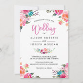 Classy Floral Blossom Waterverf Flowers Wedding Kaart (Voorkant)