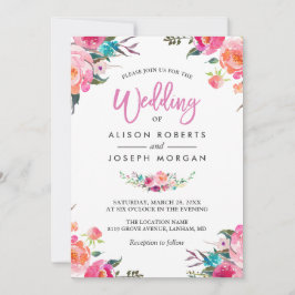 Classy Floral Blossom Waterverf Flowers Wedding Kaart