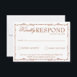 Classy Floral Boho Beige Terracotta Earthy Wedding RSVP Kaartje<br><div class="desc">A classy and elegant calligraphy burnt orange and white retro old money wedding rsvp card. That has a vintage and modern white background with terracotta western orange script and hand written whimsical stylish wording and hand drawn branches. Luxurious and chic with classic handwritten lettering. It is all editable by clicking...</div>