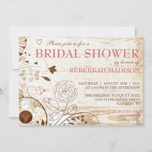 Classy  Floral Bridal Shower Kaart (Voorkant)