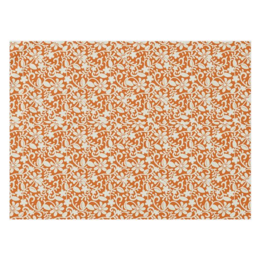 Classy Floral Damask Burnt Oranje Pattern Tafelkleed (Voorkant (Horizontaal))