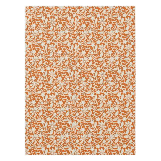 Classy Floral Damask Burnt Oranje Pattern Tafelkleed (Voorkant)