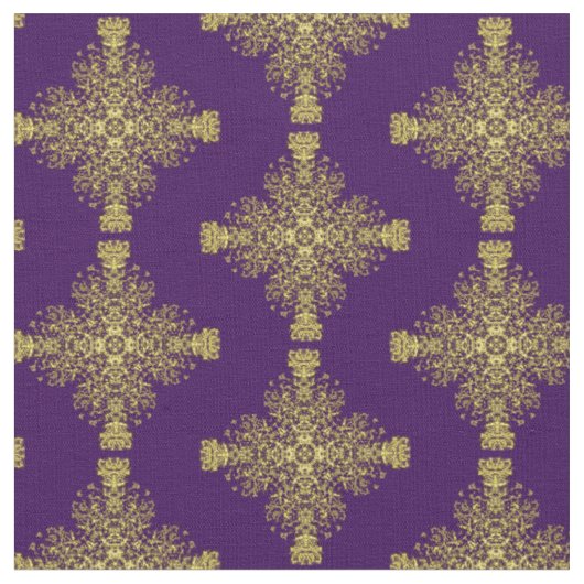 Classy Floral Damask Paars Gold Mix Stof (Close Up)