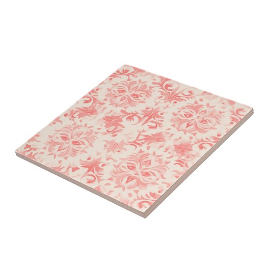 Classy Floral Damask Rose Pink Tegeltje (Zijkant)