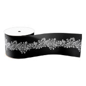 Classy  Floral Elegant Black White Grey Grosgrain Lint (Spoel)