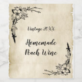 Classy Floral en Old Parchment Homemade Wijn Etiket (Enkel label)